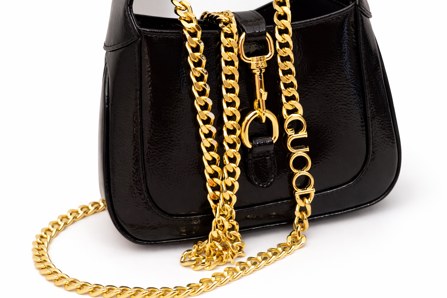 Gucci  Jackie Notte Mini Bag in Crinkled Patent Leather