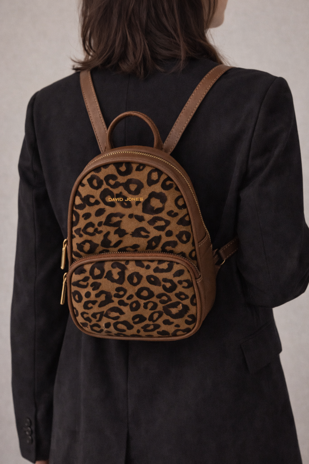 David Jones leopard print backpack