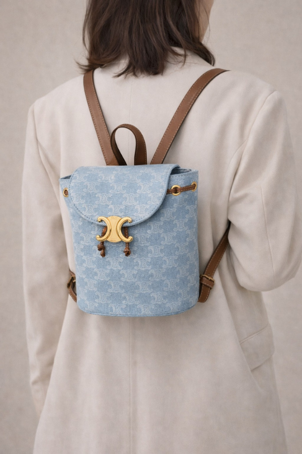 BACKPACK CELINE BONNIE IN TEXTILE WITH TRIOMPHE ALL-OVER