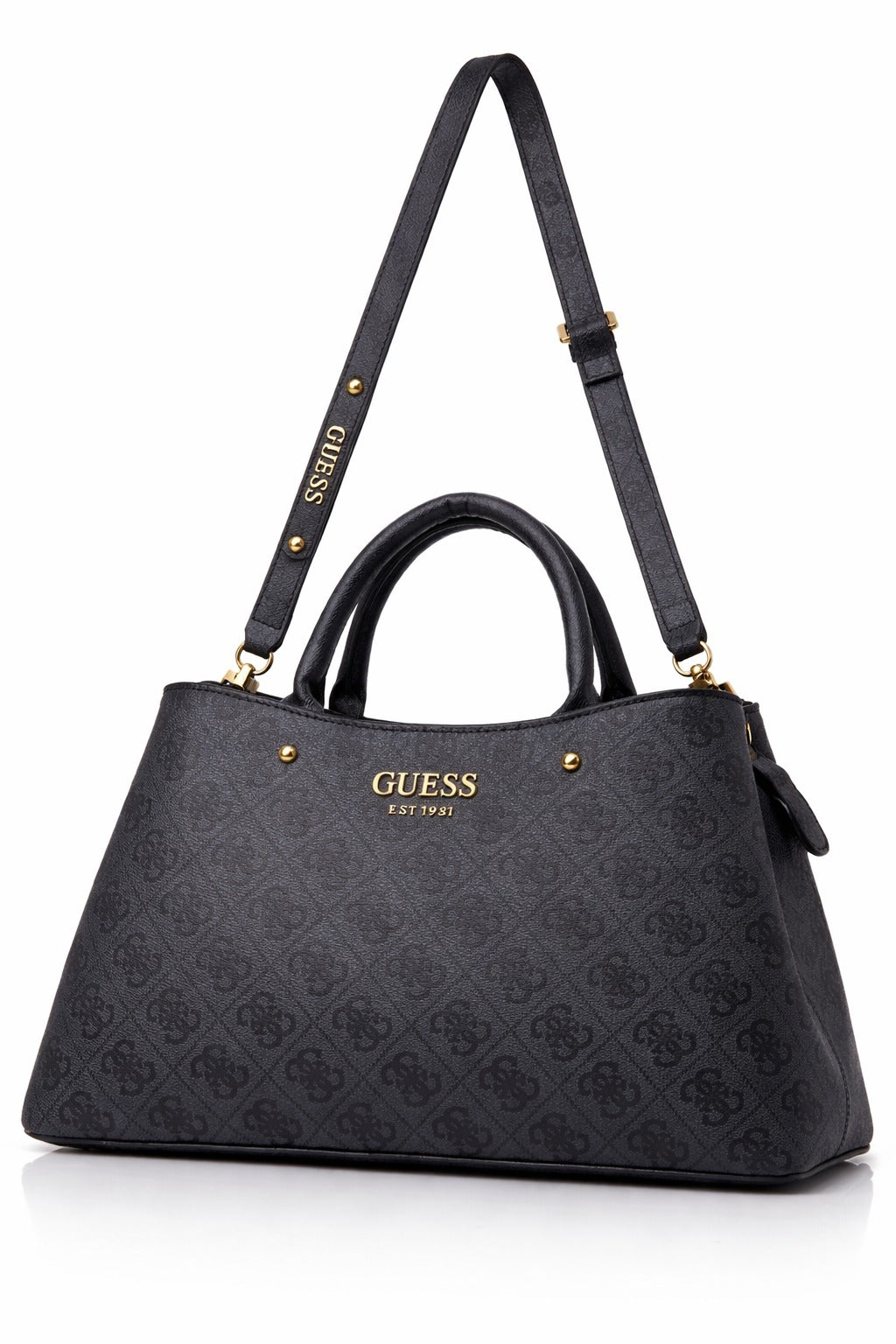 GUESS Quattro G Logo Printed Satchel Bag