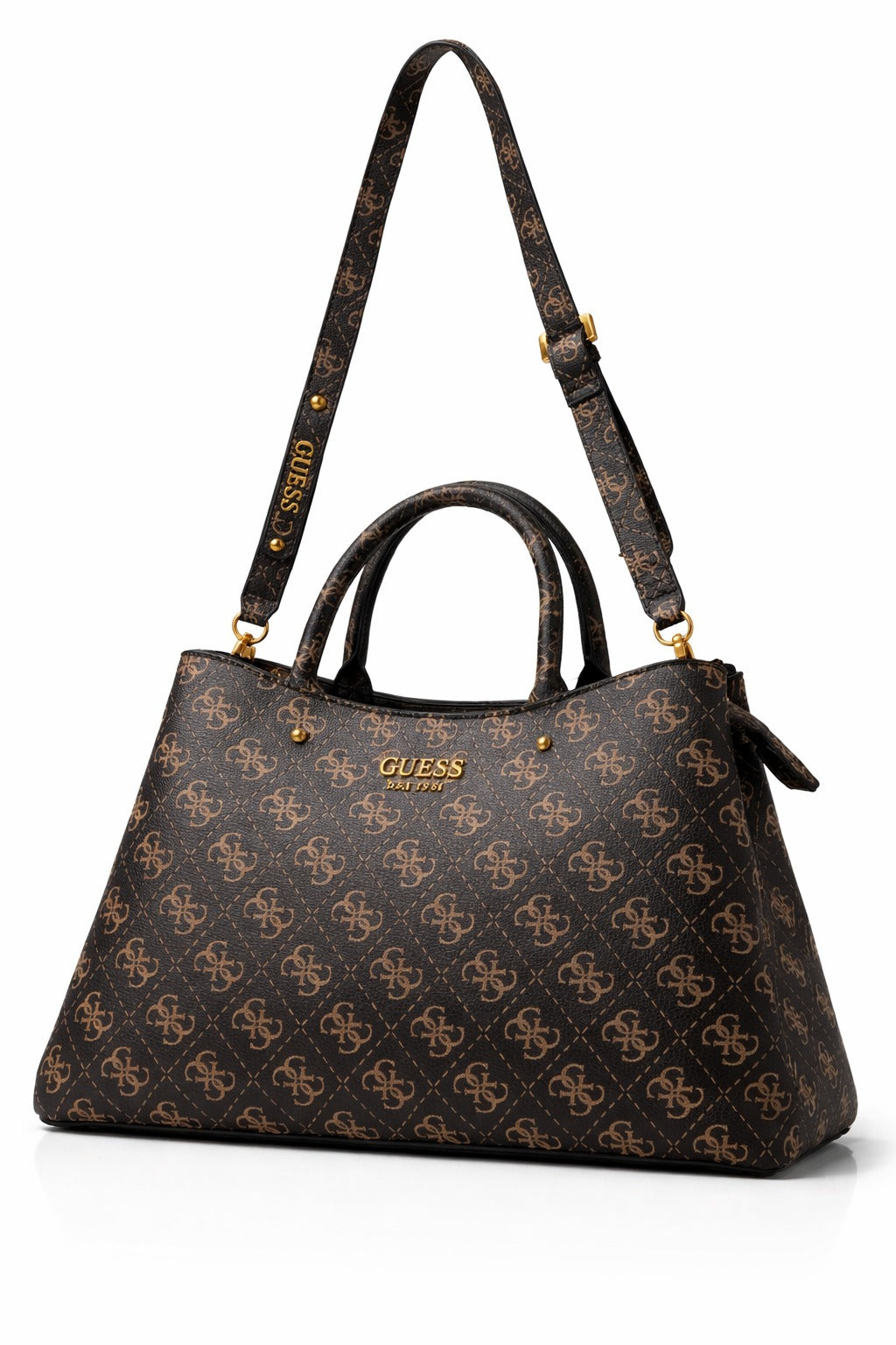 GUESS Quattro G Logo Printed Satchel Bag